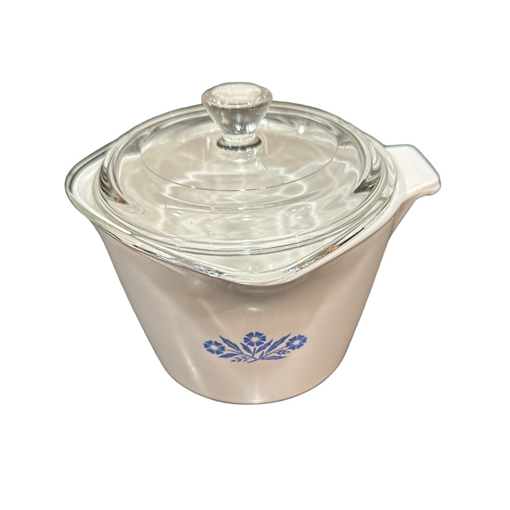 Cornflower Blue Corning 1 Quart Sauce Maker with Glass Lid